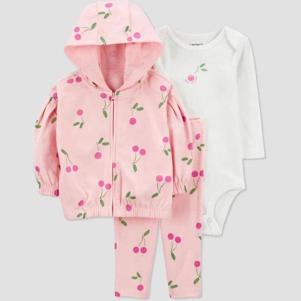 Carter's Just One You® Baby Girls' Cherries Top & Bottom Set - Pink 3M: 3-Piece